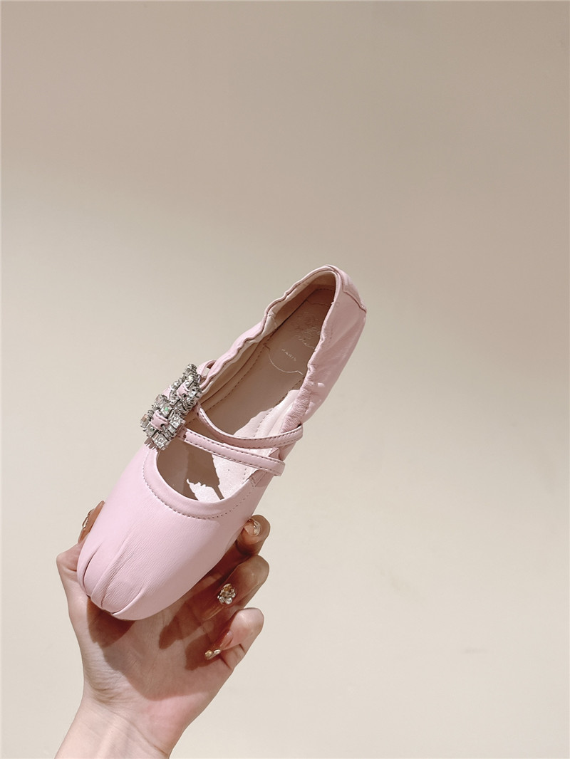 roger u1u1er mini strap leather ballerina flats in pink