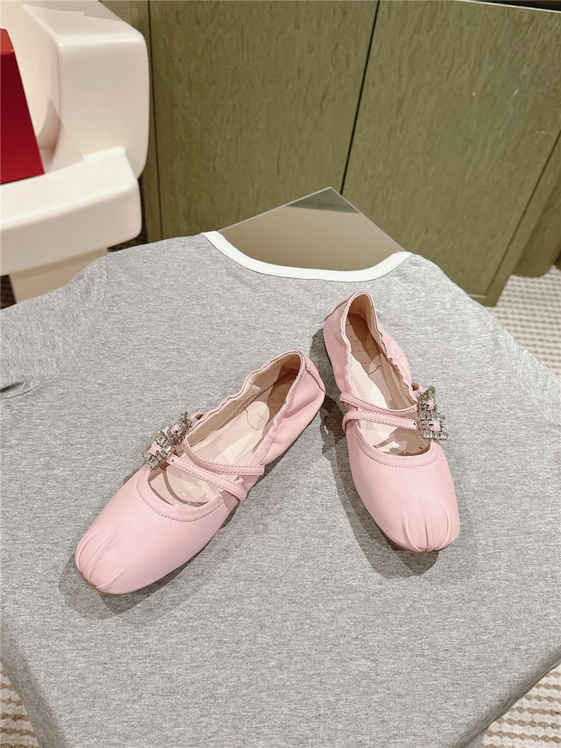 roger u1u1er mini strap leather ballerina flats in pink