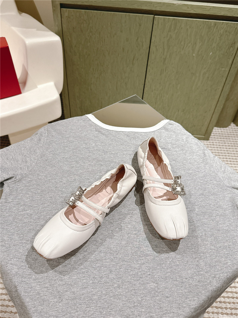 roger u1u1er strass leather ballerina flats