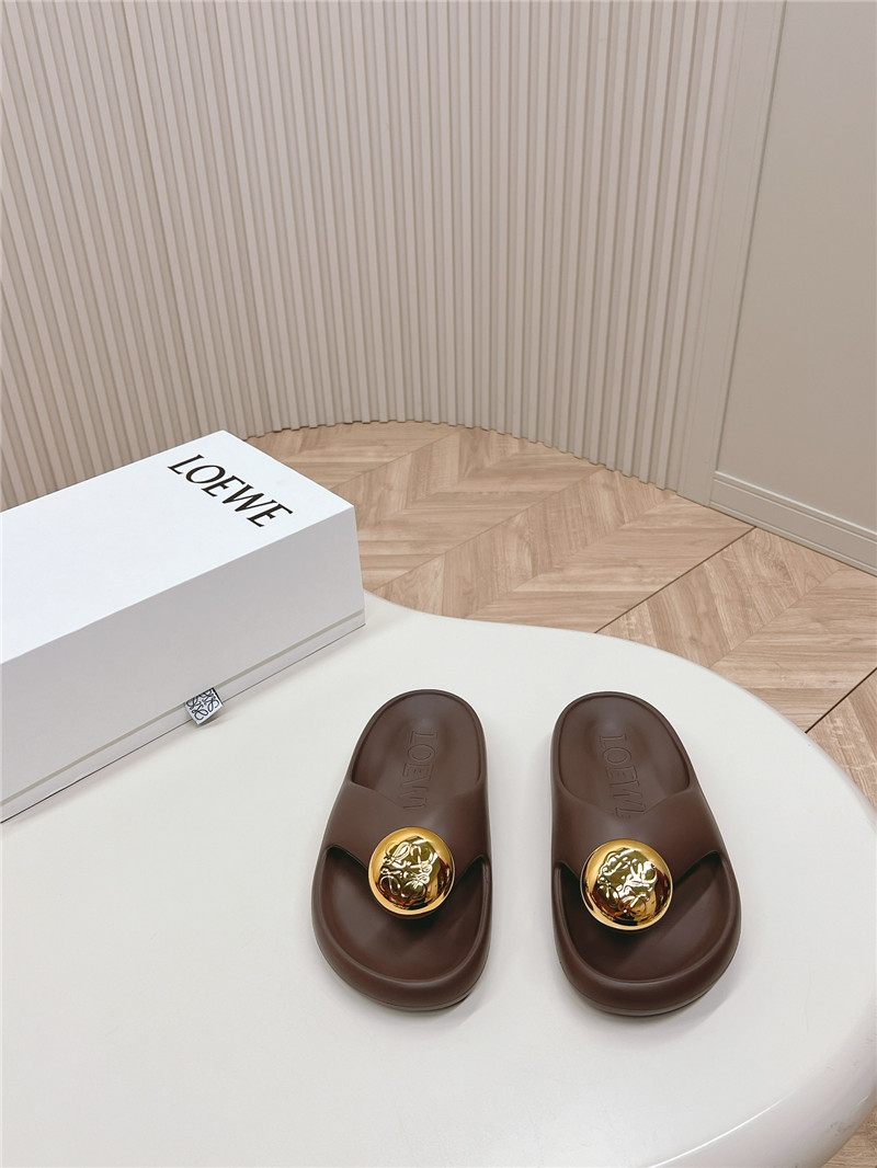 L0ew* bubble thong slide women in brown