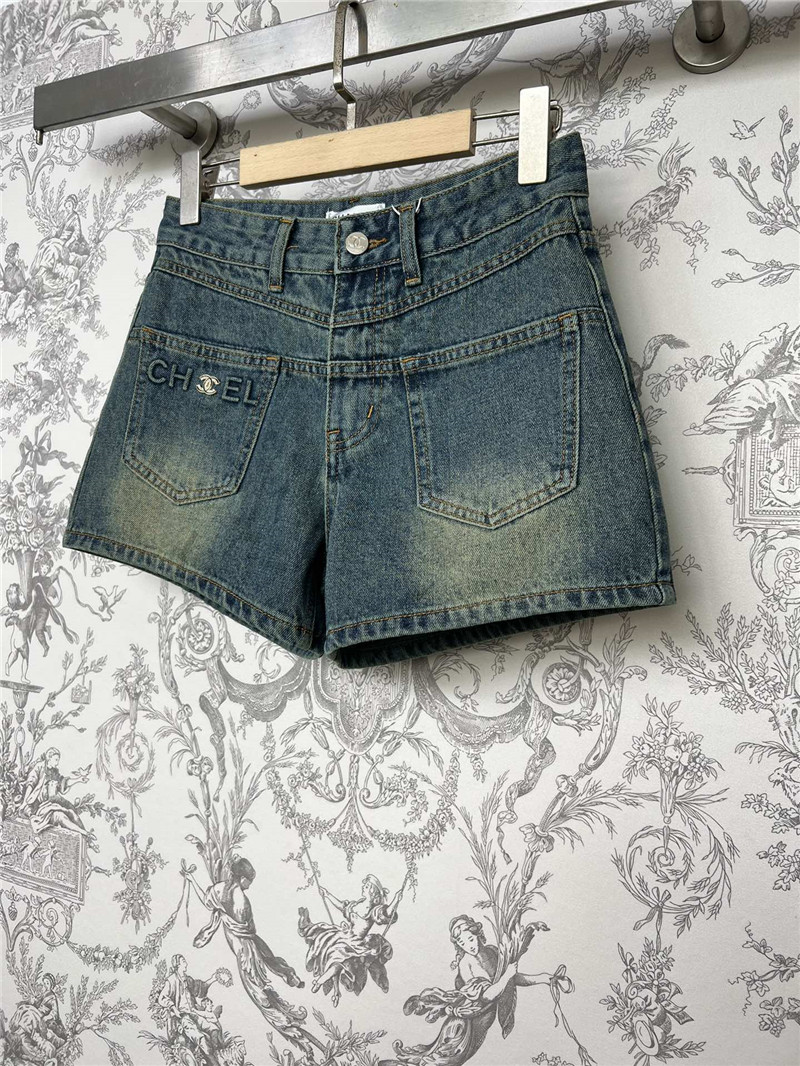 Ch**el new denim shorts replica designer clothes