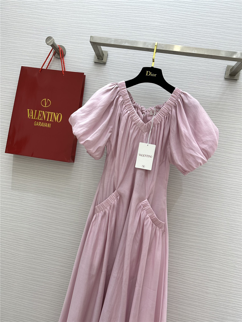 Va1e*ntin0 v neck puff sleeve dress replicas clothes