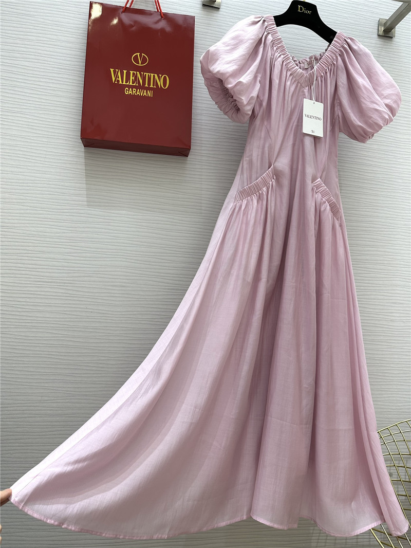Va1e*ntin0 v neck puff sleeve dress replicas clothes