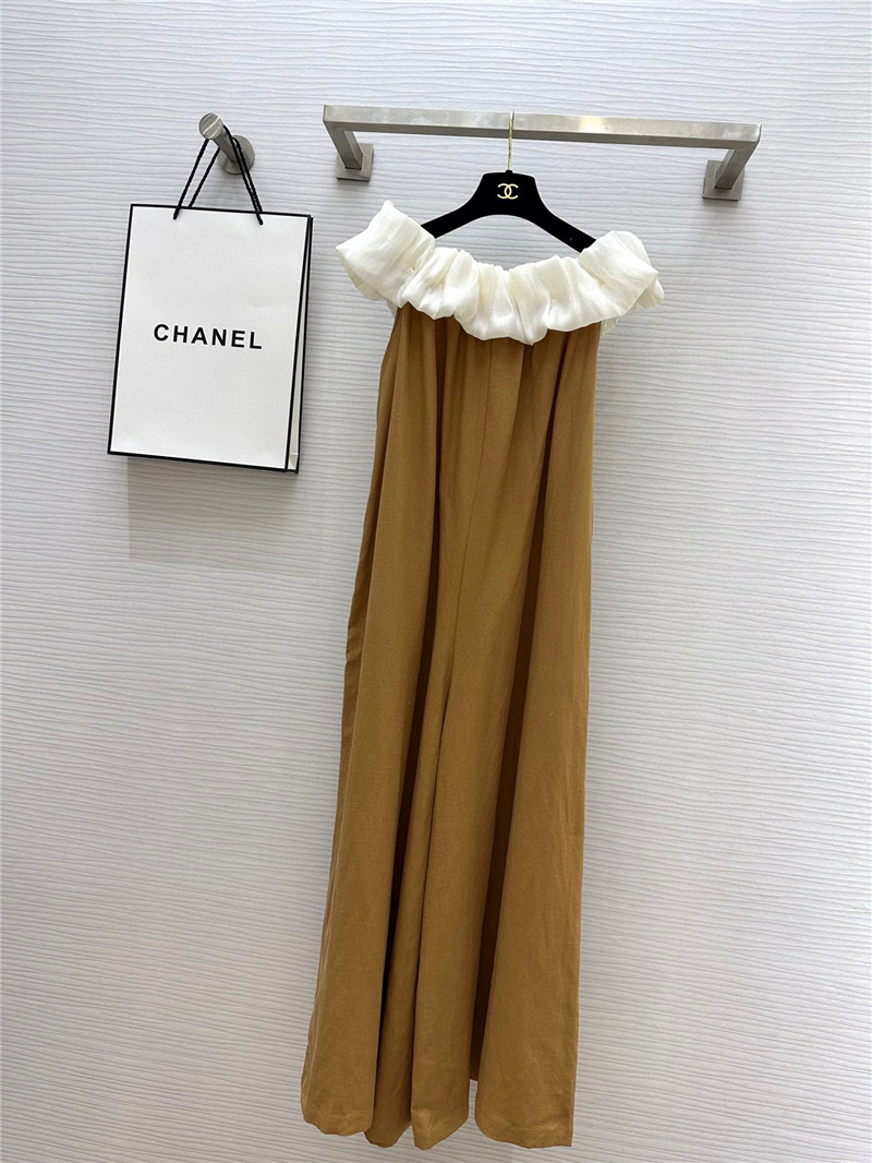 Ch**el one-shoulder silk and linen jumpsuit replica clothing