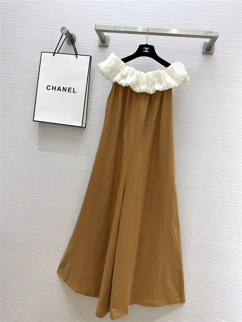 Ch**el one-shoulder silk and linen jumpsuit replica clothing