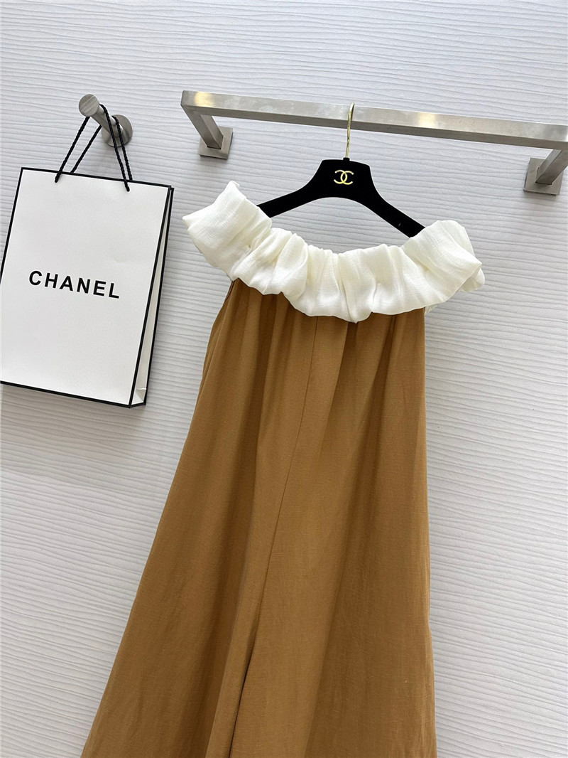 Ch**el one-shoulder silk and linen jumpsuit replica clothing