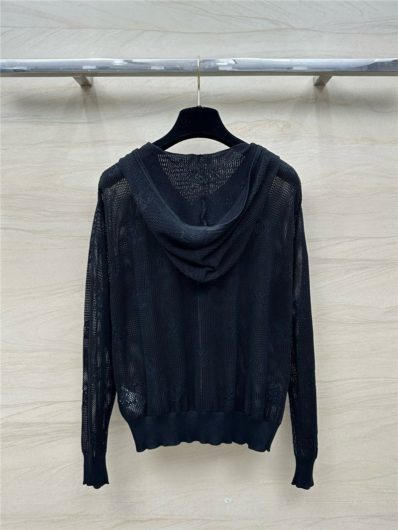 Ce1i*e silk zipped hooded cardigan black