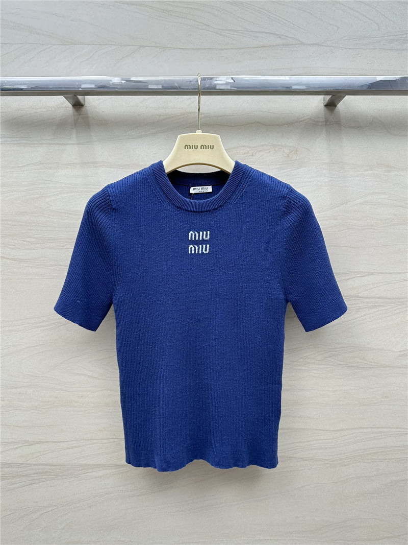 M1um1u slim fit short sleeve knit top replica d&g clothing