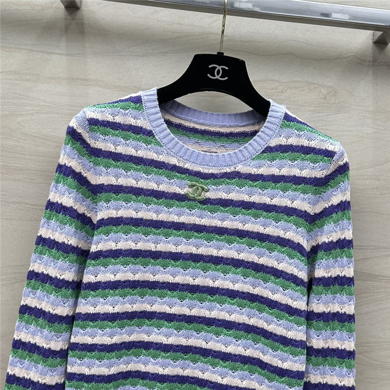 Ch**el striped knit sweater purple