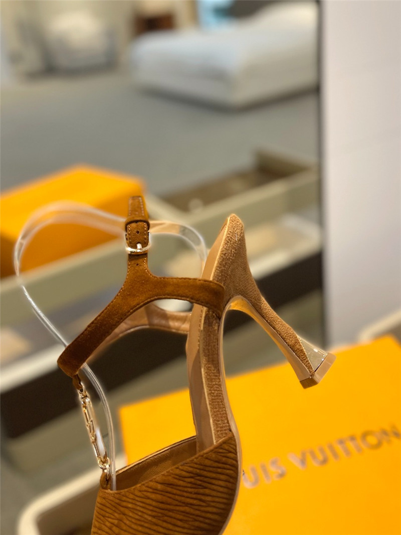 l0vis Vvtt0n brown satin chain sparkle heels sandals