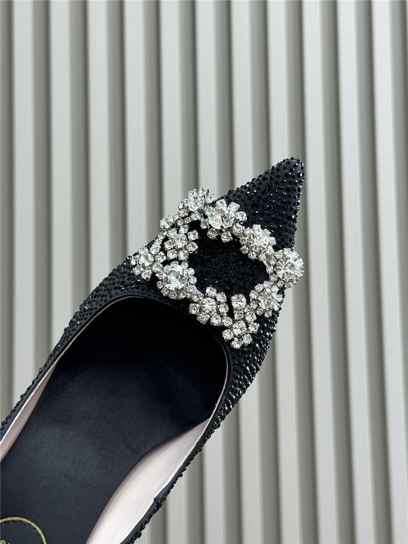 roger u1u1er black crystal buckle pumps