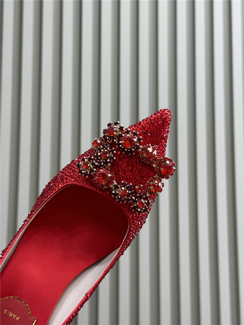 roger u1u1er red crystal buckle pumps