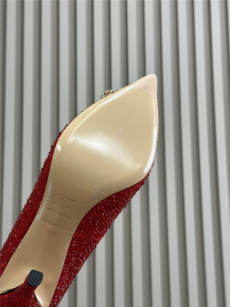roger u1u1er red crystal buckle pumps