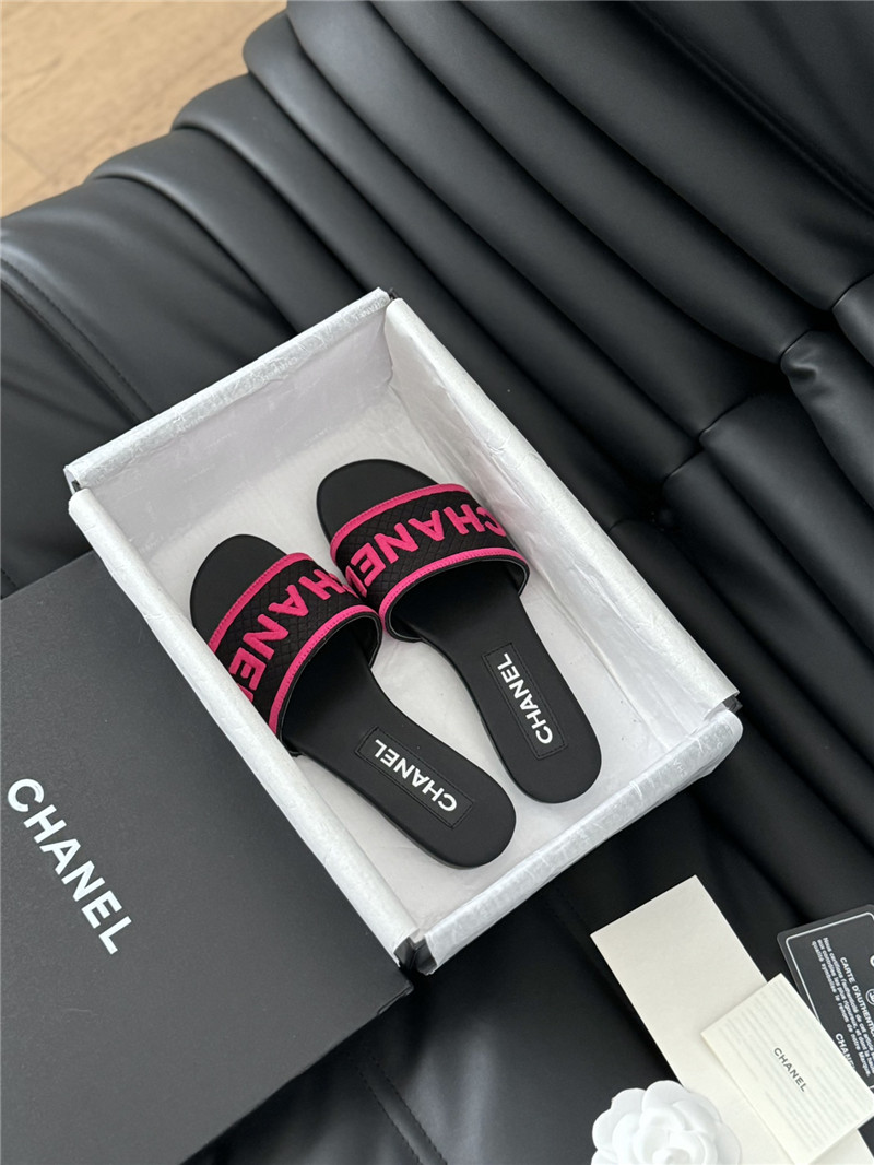 Ch**el woven embroidered logo letter slippers