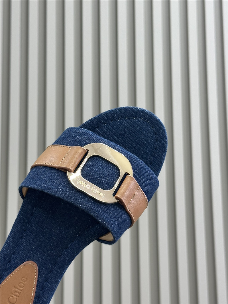 Chloé Blue Klaire Denim Slides
