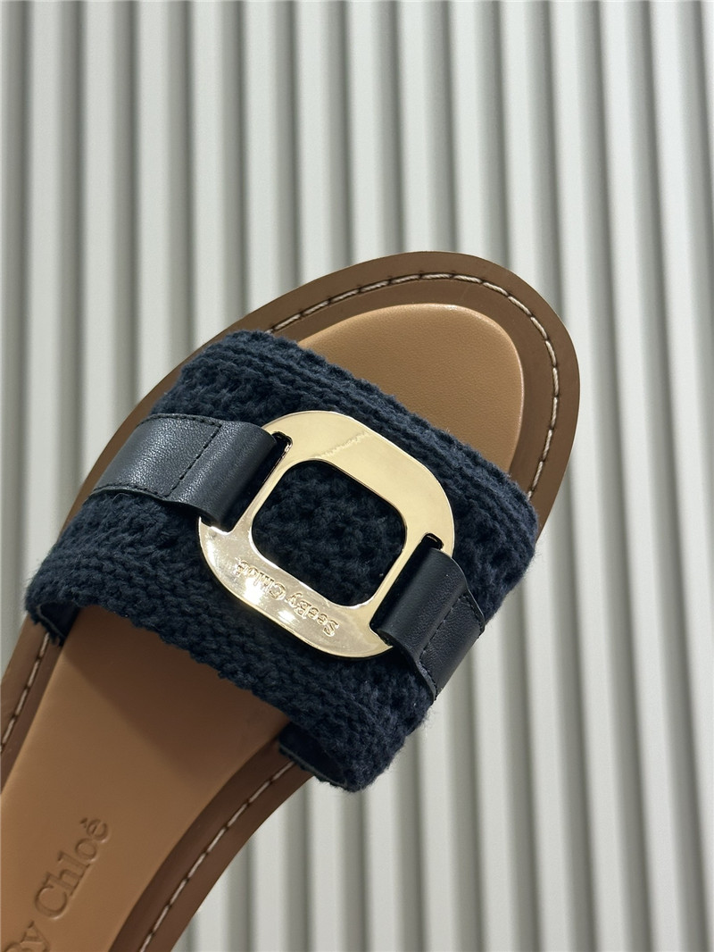 Chloé Black Woven Slide Mule