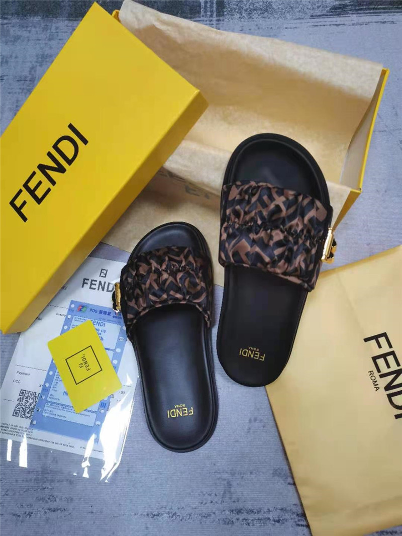 F**di wide strap flat slippers replica shoes