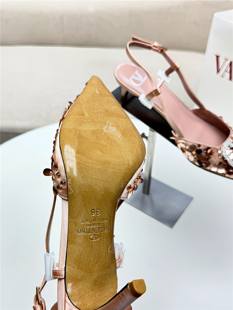 Va1e*ntin0 v logo buckle high heel sandals replica shoes