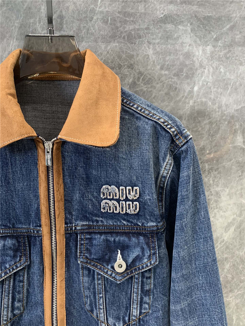 M1um1u lapel denim jacket replica d&g clothing
