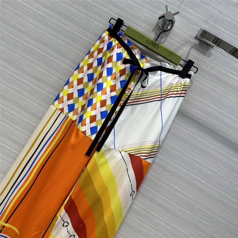 Gvc*1 patchwork printed silk trousers replica d&g clothing