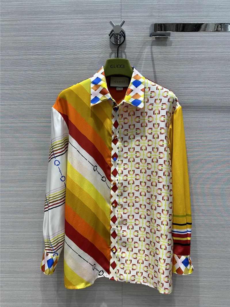 Gvc*1 patchwork printed silk shirt replica clothing sites