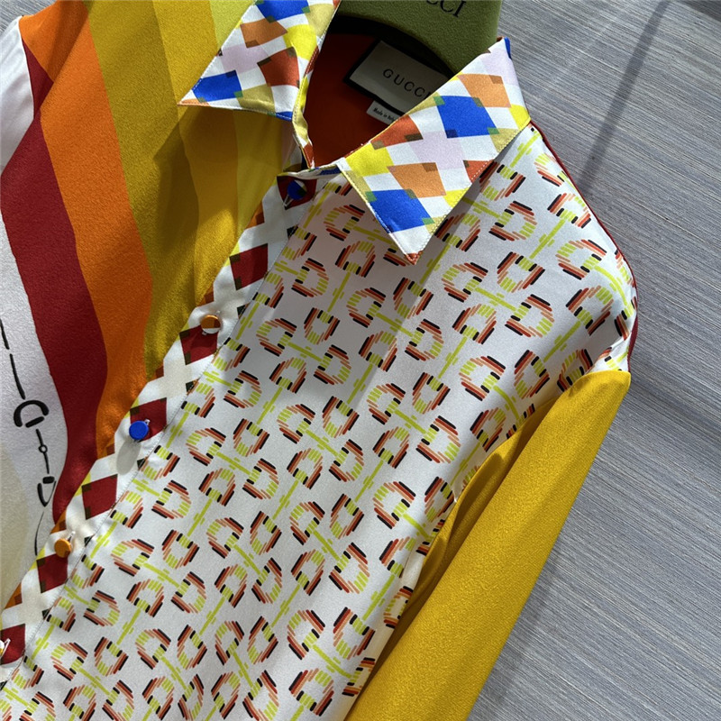 Gvc*1 patchwork printed silk shirt replica clothing sites