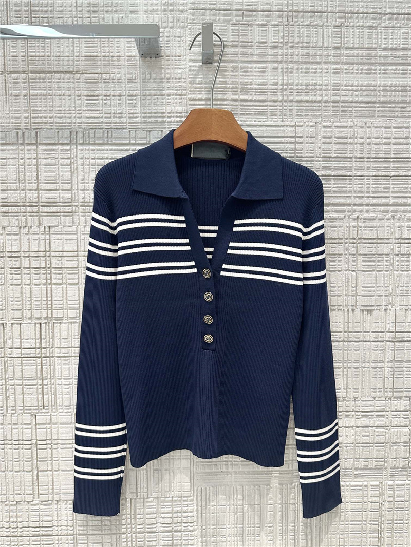 Gvc*1 ribbed viscose knitted polo collar top replica clothes