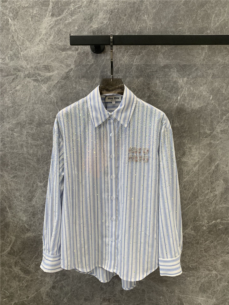 M1um1u letter striped long-sleeved shirt replica d&g clothing