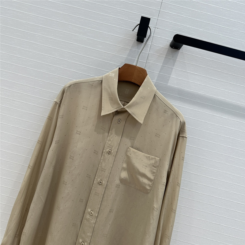 M1um1u letter jacquard silk shirt replica clothing sites