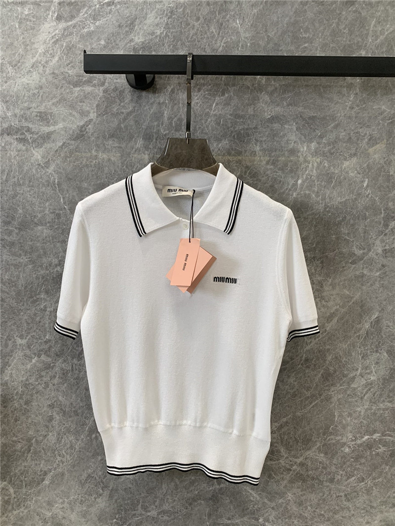 M1um1u high-end lapel knitted top replica clothing