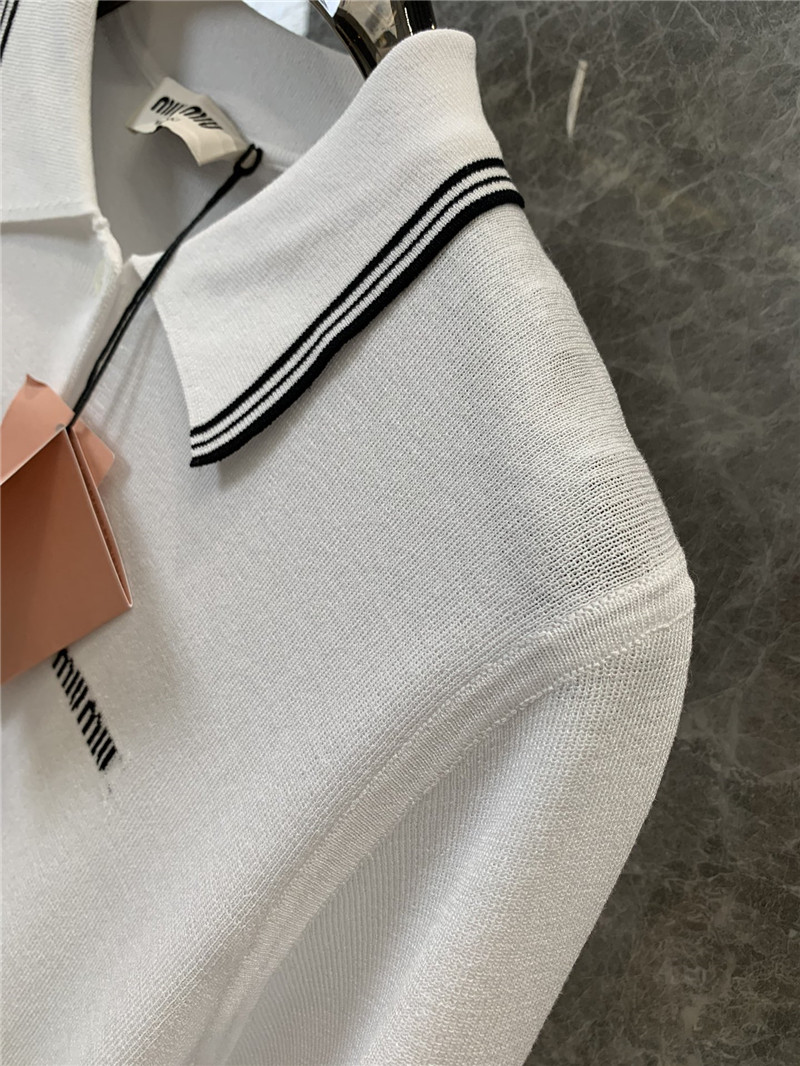 M1um1u high-end lapel knitted top replica clothing