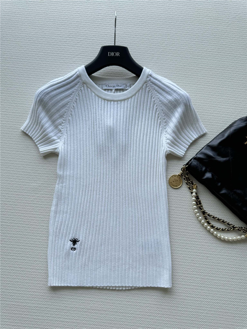 D10r knitted striped short-sleeved top replica designer clothes