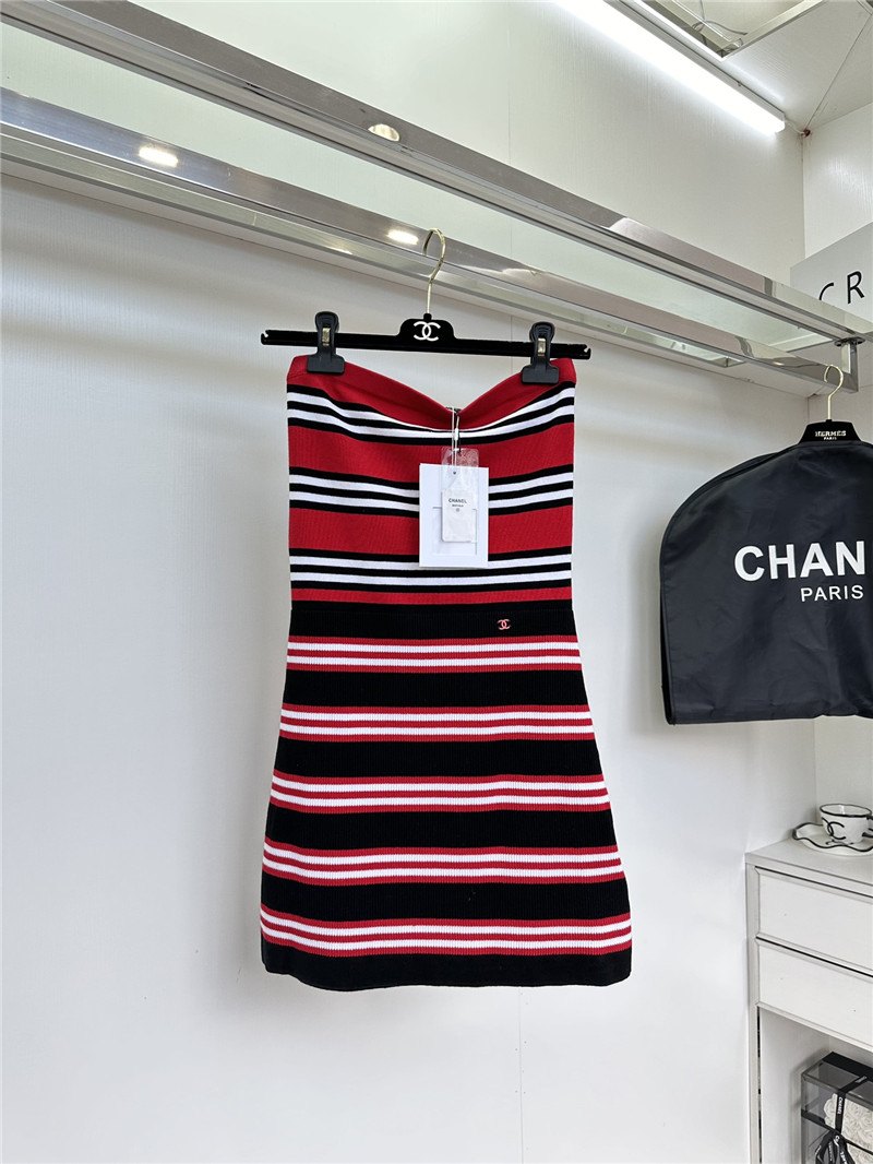 Ch**el striped contrast knitted tube top dress replica d&g clothing