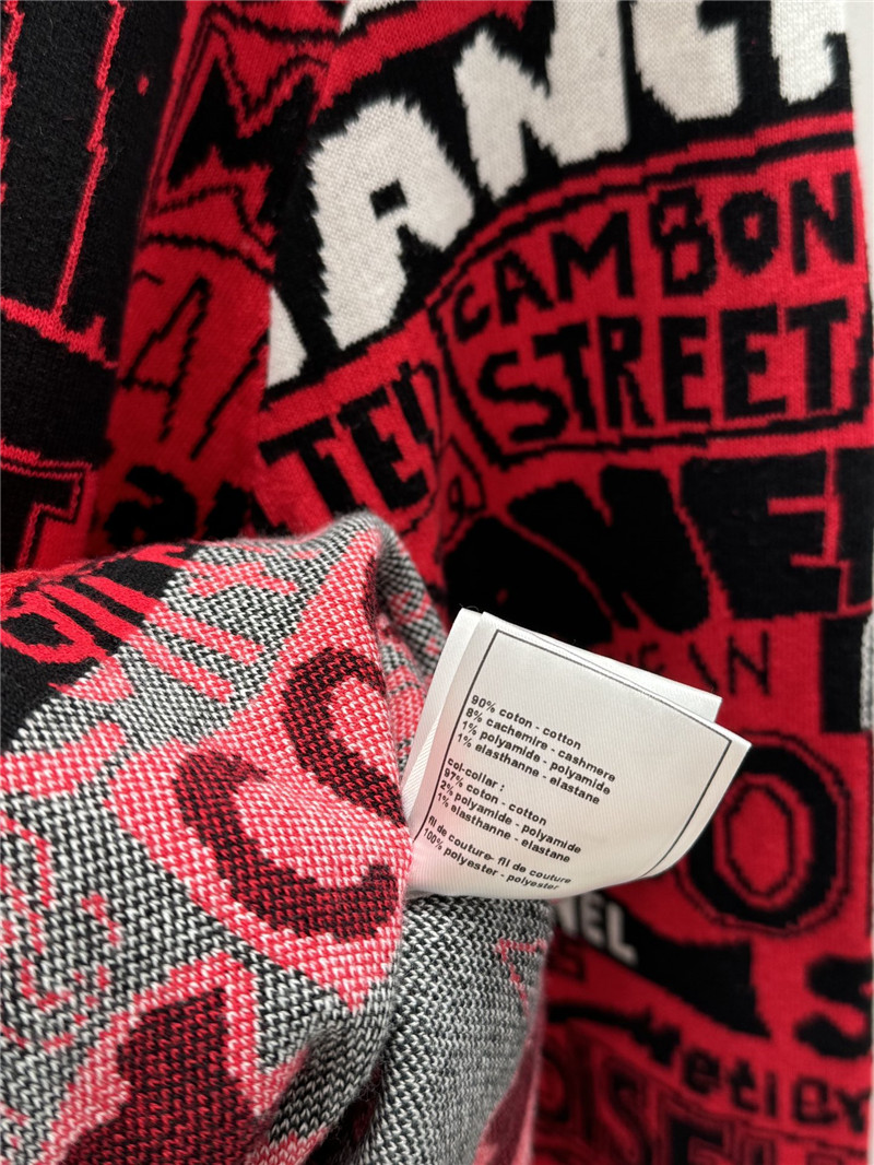 Ch**el letter jacquard crew neck sweater red