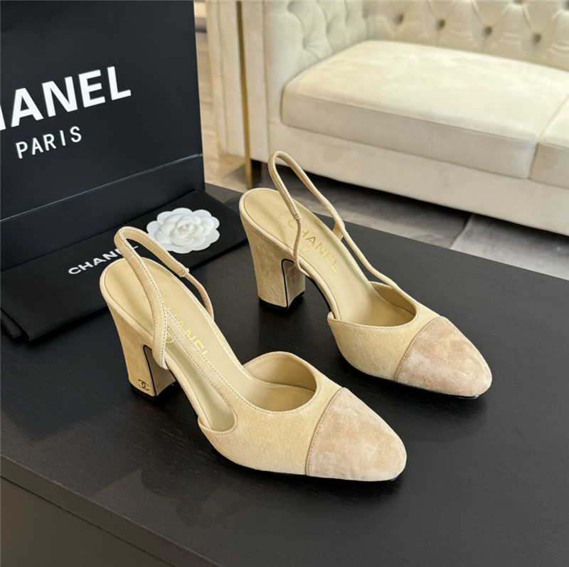 Ch**el slingback sandals in suede beige