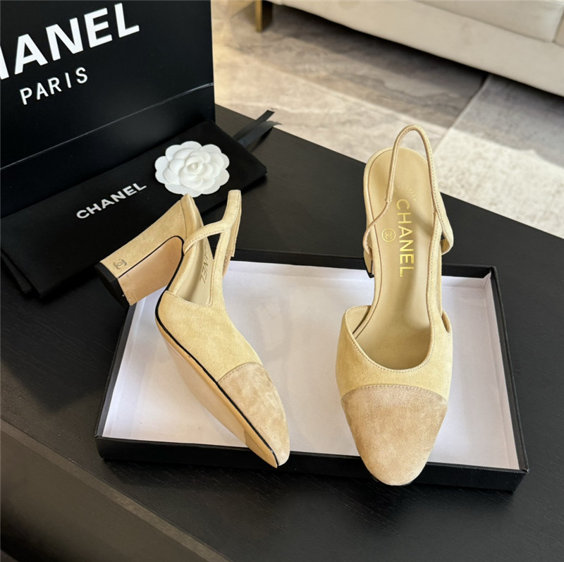 Ch**el slingback sandals in suede beige