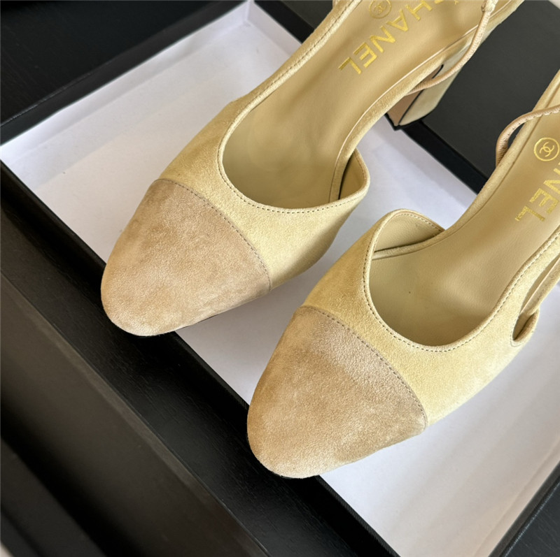Ch**el slingback sandals in suede beige