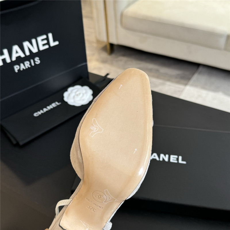 Ch**el slingback sandals in suede off white