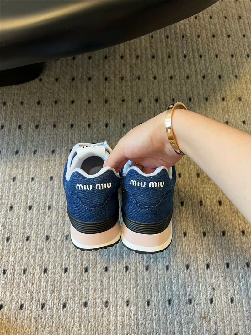Miu Miu Plume Suede Sneakers Blue