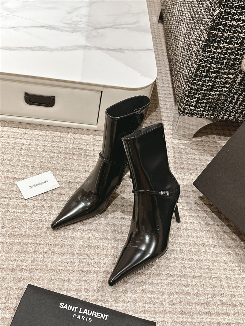 Sa1nt Lau*nt vendome patent buckle stiletto booties
