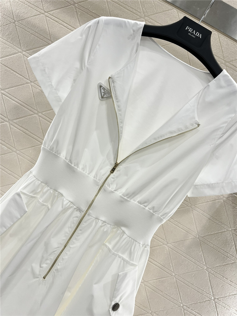Pra*a zipper short sleeve dress replica clothing sites
