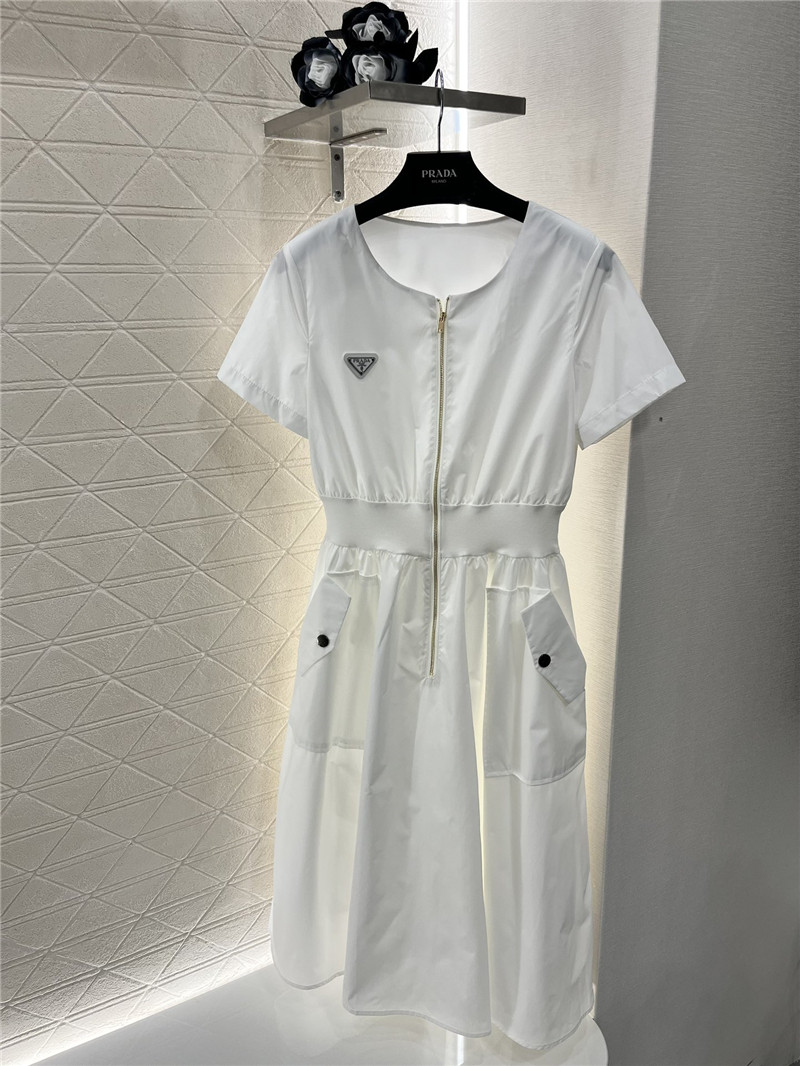 Pra*a zipper short sleeve dress replica clothing sites