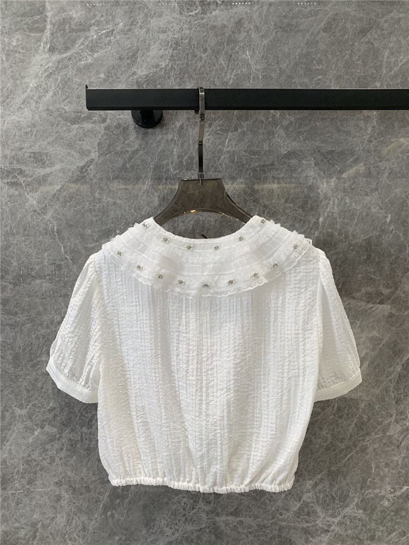m1um1u D1am0nd collar short-sleeved top replicas clothes