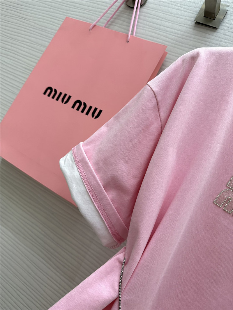 M1um1u beaded contrast color t-shirt replica clothing sites