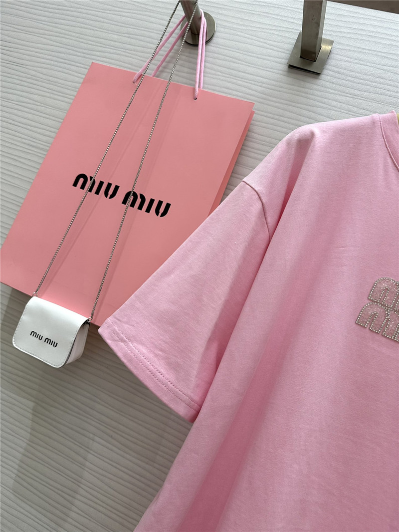 M1um1u beaded contrast color t-shirt replica clothing sites