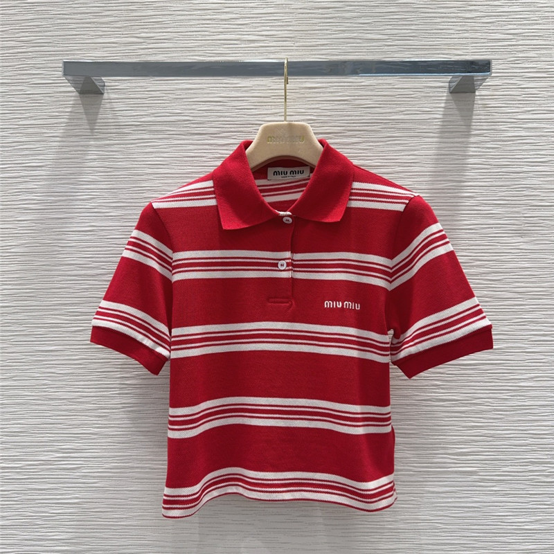 M1um1u contrast striped polo top replica d&g clothing