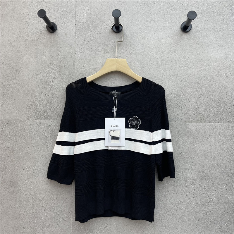 Ch**el round neck striped short sleeve replica clothing sites