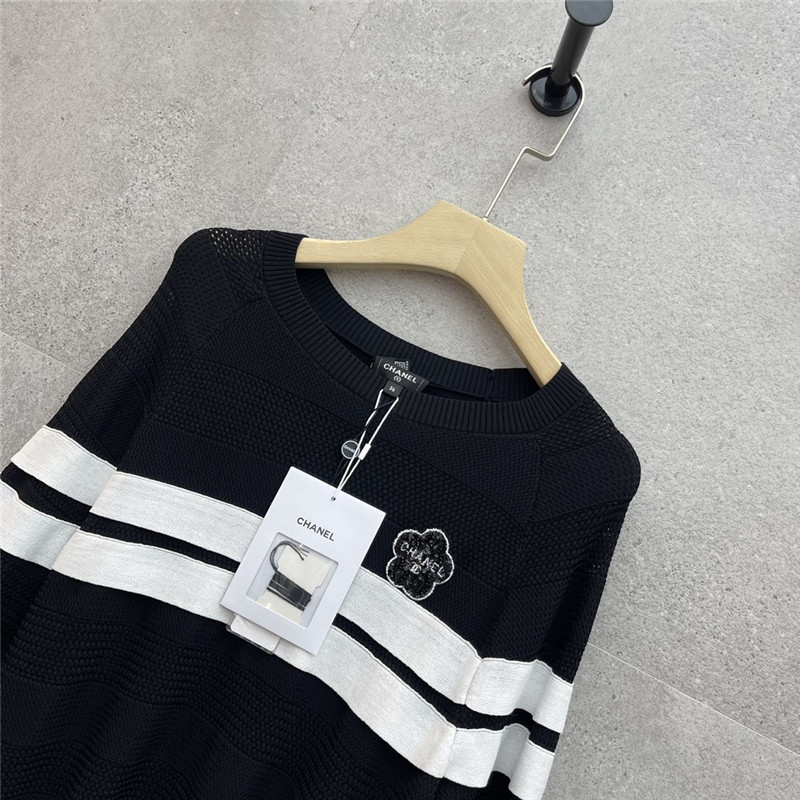 Ch**el round neck striped short sleeve replica clothing sites