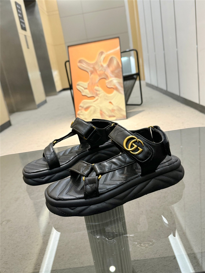 Gvc*1 double g strappy house sandals in black quilted leather