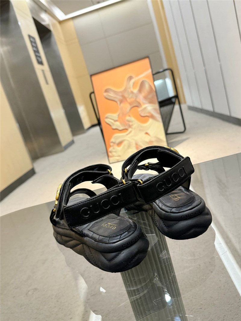Gvc*1 double g strappy house sandals in black quilted leather
